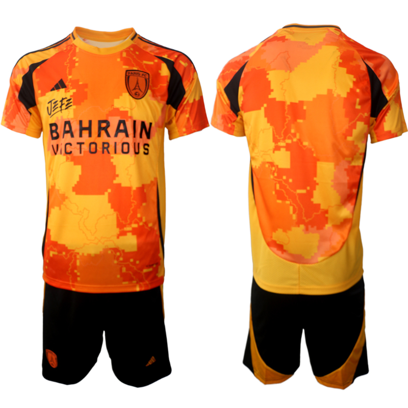 Men 2025-2026 Season Paris FC away Blank Orange Soccer Jersey
